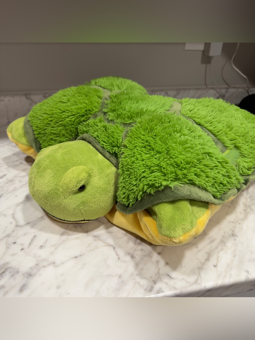 Pillow Pets Tardy Turtle 18” Green Plush 2010 Retired Stuffed Animal Foldable
